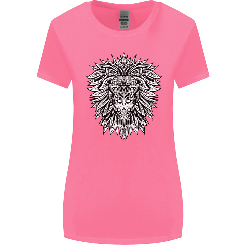 Lion Mandala Art Womens Wider Cut T-Shirt Azalea