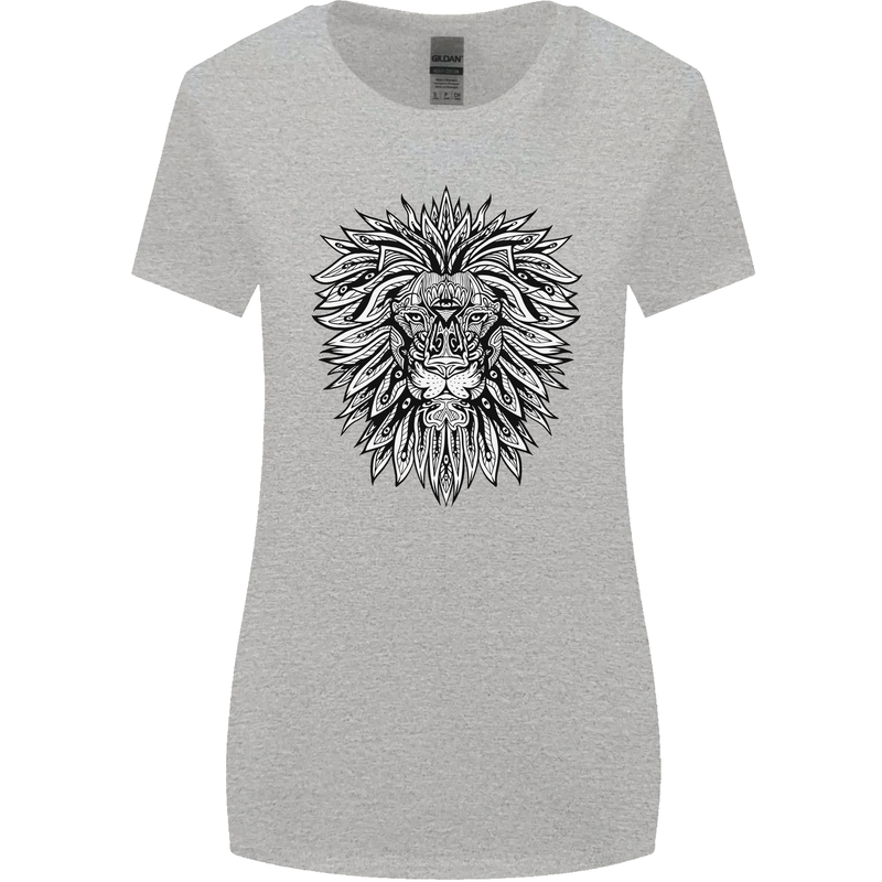 Lion Mandala Art Womens Wider Cut T-Shirt Sports Grey