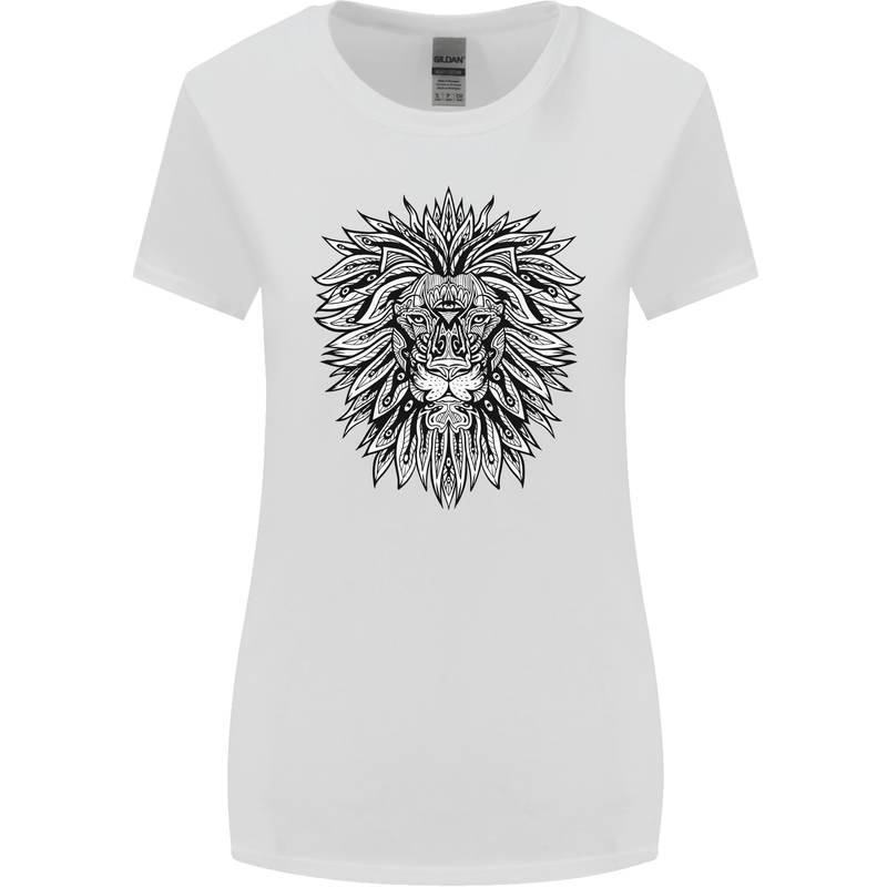 Lion Mandala Art Womens Wider Cut T-Shirt White