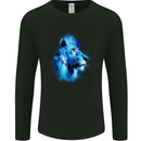 Lion Watercolour Mens Long Sleeve T-Shirt Black