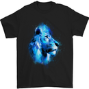Lion Watercolour Mens T-Shirt Cotton Gildan Black