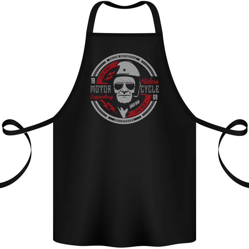 Live Fast Die Old Motorcycle Biker Cotton Apron 100% Organic Black