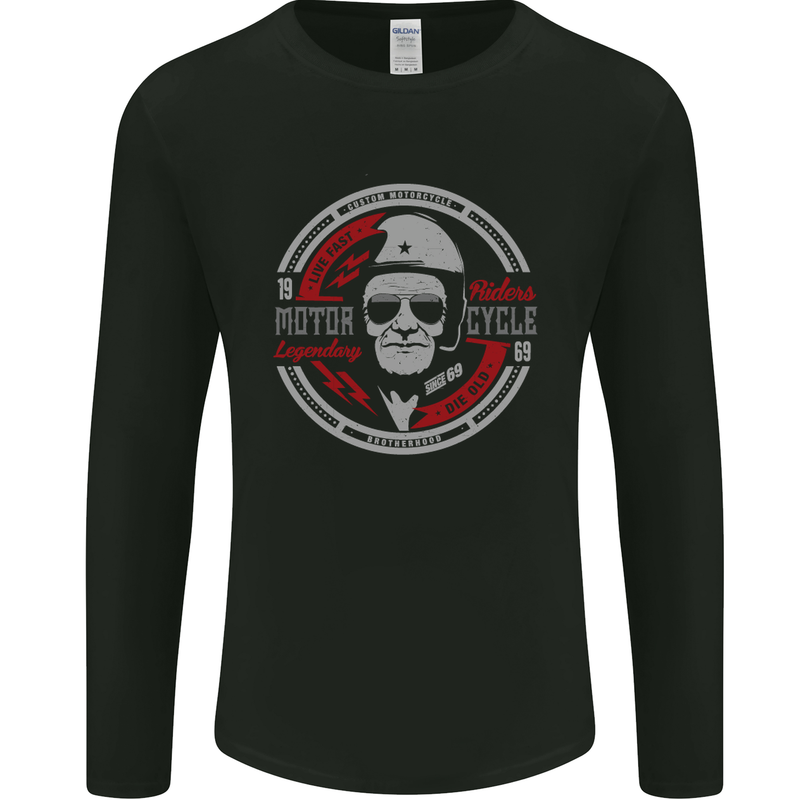 Live Fast Die Old Motorcycle Biker Mens Long Sleeve T-Shirt Black