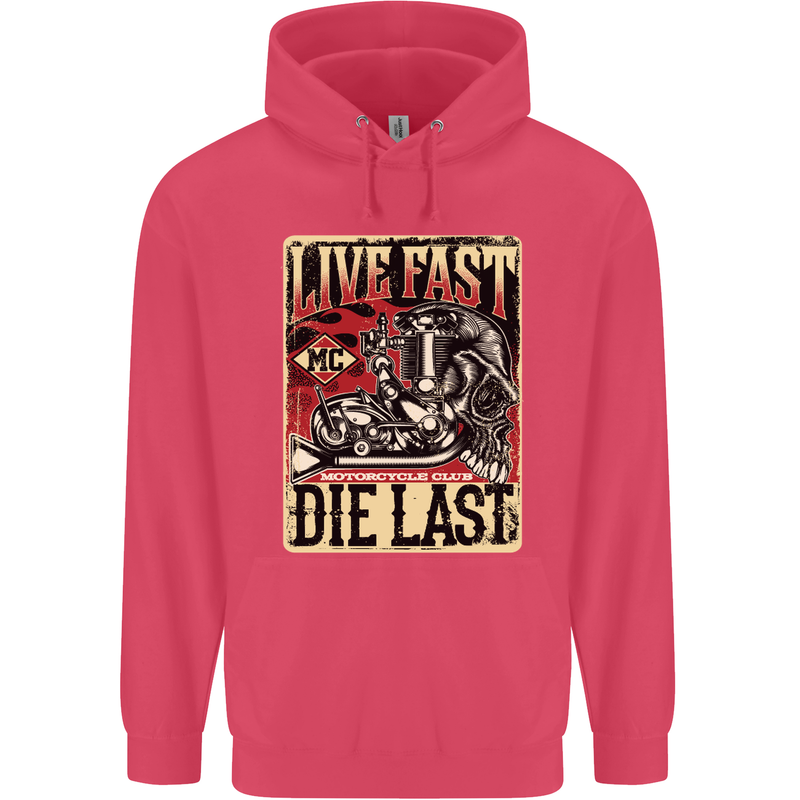 Live Fast Motorcycle Motorbike Biker Chopper Childrens Kids Hoodie Heliconia