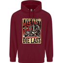 Live Fast Motorcycle Motorbike Biker Chopper Childrens Kids Hoodie Maroon