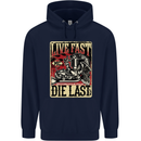 Live Fast Motorcycle Motorbike Biker Chopper Childrens Kids Hoodie Navy Blue