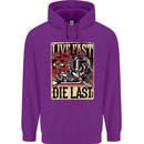 Live Fast Motorcycle Motorbike Biker Chopper Childrens Kids Hoodie Purple