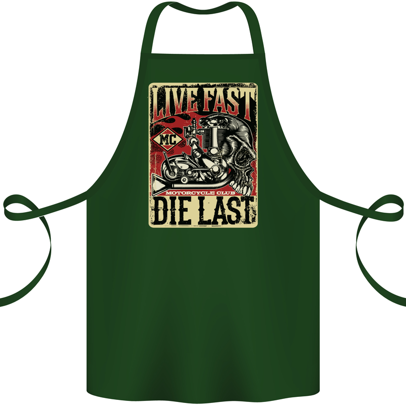 Live Fast Motorcycle Motorbike Biker Chopper Cotton Apron 100% Organic Forest Green