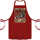Live Fast Motorcycle Motorbike Biker Chopper Cotton Apron 100% Organic Maroon