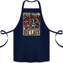Live Fast Motorcycle Motorbike Biker Chopper Cotton Apron 100% Organic Navy Blue