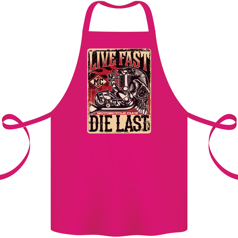 Live Fast Motorcycle Motorbike Biker Chopper Cotton Apron 100% Organic Pink