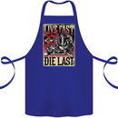 Live Fast Motorcycle Motorbike Biker Chopper Cotton Apron 100% Organic Royal Blue