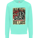 Live Fast Motorcycle Motorbike Biker Chopper Kids Sweatshirt Jumper Peppermint
