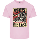 Live Fast Motorcycle Motorbike Biker Chopper Kids T-Shirt Childrens Light Pink