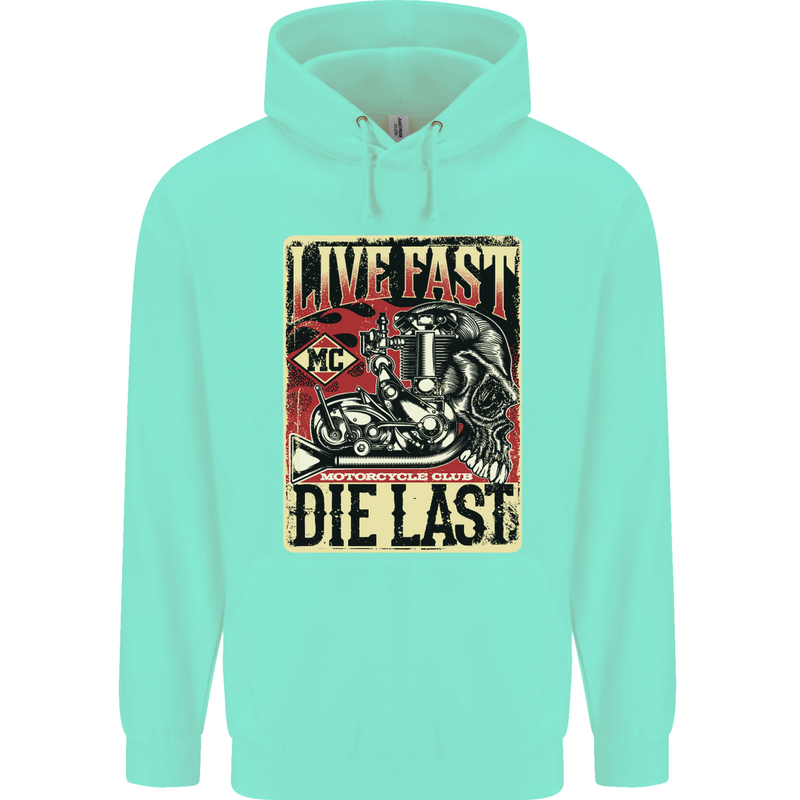Live Fast Motorcycle Motorbike Biker Chopper Mens 80% Cotton Hoodie Peppermint