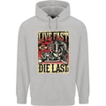 Live Fast Motorcycle Motorbike Biker Chopper Mens 80% Cotton Hoodie Sports Grey