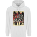 Live Fast Motorcycle Motorbike Biker Chopper Mens 80% Cotton Hoodie White