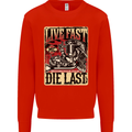 Live Fast Motorcycle Motorbike Biker Chopper Mens Sweatshirt Jumper Bright Red