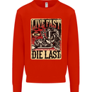 Live Fast Motorcycle Motorbike Biker Chopper Mens Sweatshirt Jumper Bright Red