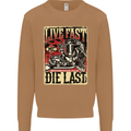 Live Fast Motorcycle Motorbike Biker Chopper Mens Sweatshirt Jumper Caramel Latte