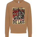 Live Fast Motorcycle Motorbike Biker Chopper Mens Sweatshirt Jumper Caramel Latte