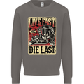 Live Fast Motorcycle Motorbike Biker Chopper Mens Sweatshirt Jumper Charcoal
