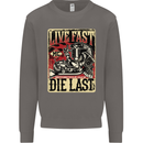 Live Fast Motorcycle Motorbike Biker Chopper Mens Sweatshirt Jumper Charcoal