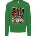 Live Fast Motorcycle Motorbike Biker Chopper Mens Sweatshirt Jumper Irish Green