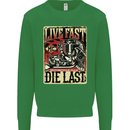 Live Fast Motorcycle Motorbike Biker Chopper Mens Sweatshirt Jumper Irish Green