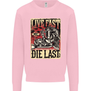 Live Fast Motorcycle Motorbike Biker Chopper Mens Sweatshirt Jumper Light Pink