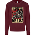 Live Fast Motorcycle Motorbike Biker Chopper Mens Sweatshirt Jumper Maroon