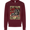 Live Fast Motorcycle Motorbike Biker Chopper Mens Sweatshirt Jumper Maroon