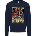 Live Fast Motorcycle Motorbike Biker Chopper Mens Sweatshirt Jumper Navy Blue