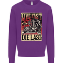 Live Fast Motorcycle Motorbike Biker Chopper Mens Sweatshirt Jumper Purple