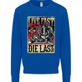 Live Fast Motorcycle Motorbike Biker Chopper Mens Sweatshirt Jumper Royal Blue