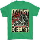 Live Fast Motorcycle Motorbike Biker Chopper Mens T-Shirt Cotton Gildan Irish Green