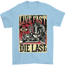 Live Fast Motorcycle Motorbike Biker Chopper Mens T-Shirt Cotton Gildan Light Blue