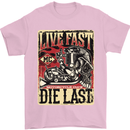 Live Fast Motorcycle Motorbike Biker Chopper Mens T-Shirt Cotton Gildan Light Pink