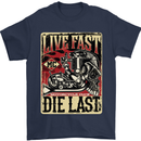 Live Fast Motorcycle Motorbike Biker Chopper Mens T-Shirt Cotton Gildan Navy Blue