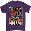 Live Fast Motorcycle Motorbike Biker Chopper Mens T-Shirt Cotton Gildan Purple