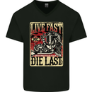 Live Fast Motorcycle Motorbike Biker Chopper Mens V-Neck Cotton T-Shirt Black