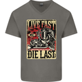 Live Fast Motorcycle Motorbike Biker Chopper Mens V-Neck Cotton T-Shirt Charcoal