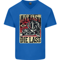 Live Fast Motorcycle Motorbike Biker Chopper Mens V-Neck Cotton T-Shirt Royal Blue