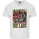 Live Fast Motorcycle Motorbike Biker Chopper Mens V-Neck Cotton T-Shirt White