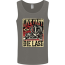 Live Fast Motorcycle Motorbike Biker Chopper Mens Vest Tank Top Charcoal
