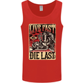 Live Fast Motorcycle Motorbike Biker Chopper Mens Vest Tank Top Red