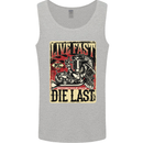 Live Fast Motorcycle Motorbike Biker Chopper Mens Vest Tank Top Sports Grey