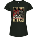 Live Fast Motorcycle Motorbike Biker Chopper Womens Petite Cut T-Shirt Black