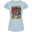 Live Fast Motorcycle Motorbike Biker Chopper Womens Petite Cut T-Shirt Light Blue
