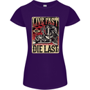 Live Fast Motorcycle Motorbike Biker Chopper Womens Petite Cut T-Shirt Purple